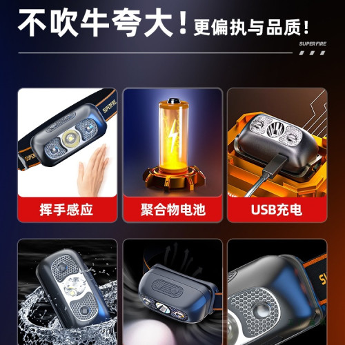頭燈強光夜釣釣魚超亮感應超長續航頭戴式手電筒2025新款 頭燈強光夜釣釣魚超亮感應超長續航頭戴式手電筒2025新款