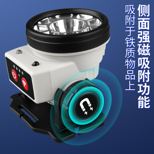 戶外強光智能揮手感應led頭燈輕便雙光源多角度磁吸頭燈