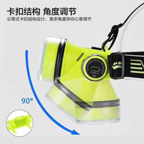 爆款潛水頭燈防水強光充電超亮專業進口專用手電筒頭戴式深潛
