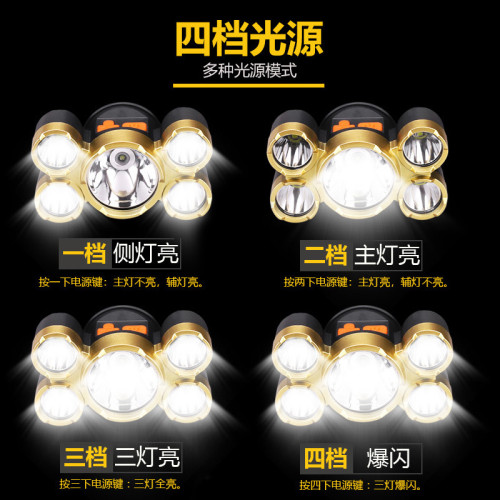 大口徑可充電led應急夜釣釣魚頭燈 強光遠射頭燈頭戴式安全帽礦燈