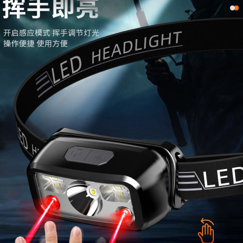 頭燈強光頭戴式超亮充電長續航戶外露營兒童趕海感應防水手電筒