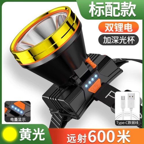 2025新款頭燈超長續航頭戴式戶外照明礦燈釣魚強光強亮手電筒