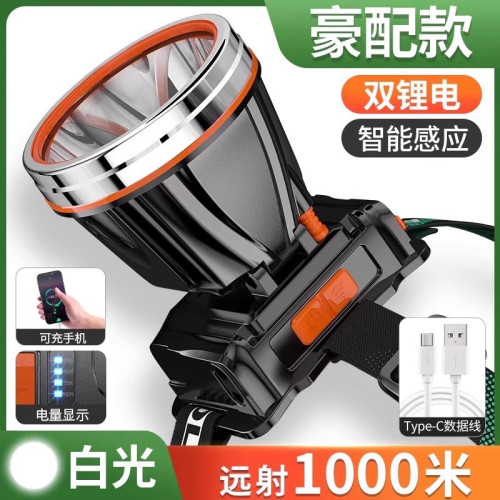 2025新款頭燈超長續航頭戴式戶外照明礦燈釣魚強光強亮手電筒