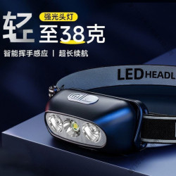 頭燈超亮可充電頭戴式強光感應特亮手電筒小型可攜式夜釣魚燈