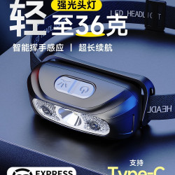 頭燈強光超亮充電2025新款釣魚頭戴式感應戶外登山超長續航
