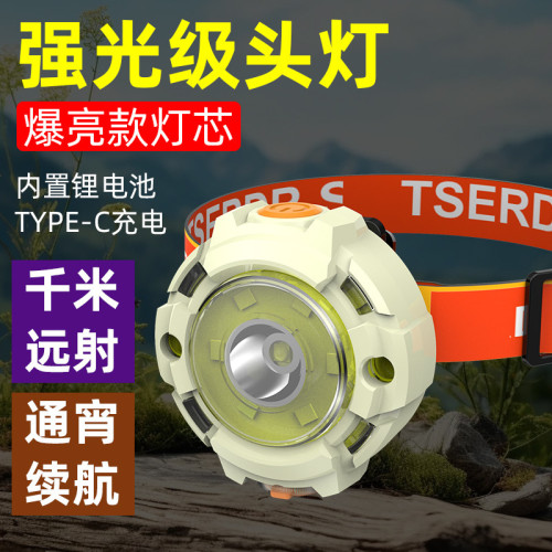 新款USB充電頭燈光源戶外應急頭戴燈 COB多功能照明燈