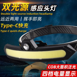 泛光COB頭燈戶外頭戴式跑步燈USB充電工作燈高亮感應頭燈