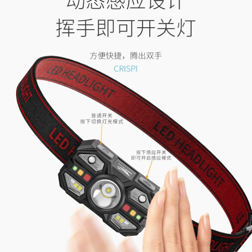 感應頭燈2025新款強光超亮夜間戶外登山照明燈頭戴式釣魚燈