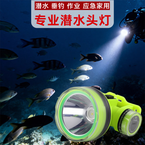 潛水頭燈強光防水超亮戶外野外頭戴式水潛水裝備全套用手電筒