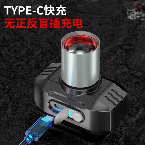 強光頭燈變焦白黃雙光燈高亮雷射USB充電長續航夜釣頭燈
