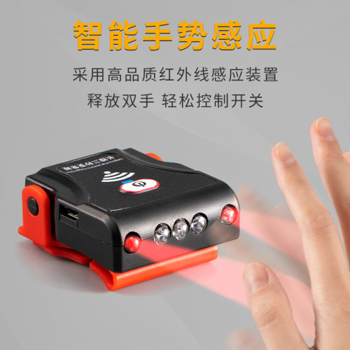 迷你強光頭燈感應夾帽燈釣魚帽簷燈應急燈超亮夜釣燈專用微型