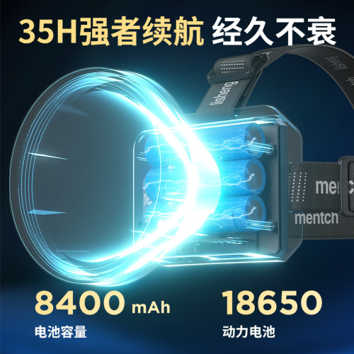 【3鋰電】爆亮頭燈超長續航新款強光晚上乾活頭戴式頭燈手電
