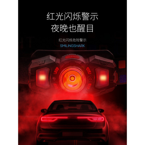 微笑鯊頭燈強光充電超亮頭戴式釣魚照明超長續航感應夜釣燈