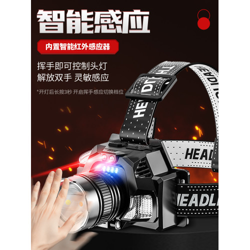 頭燈強光充電超亮感應夜釣魚續航超長鋰電戶外頭戴式照明礦燈