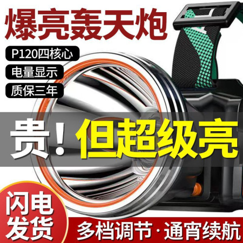 超亮led頭燈強光可充電野外超亮夜釣魚礦燈感應頭戴式戶外手電筒