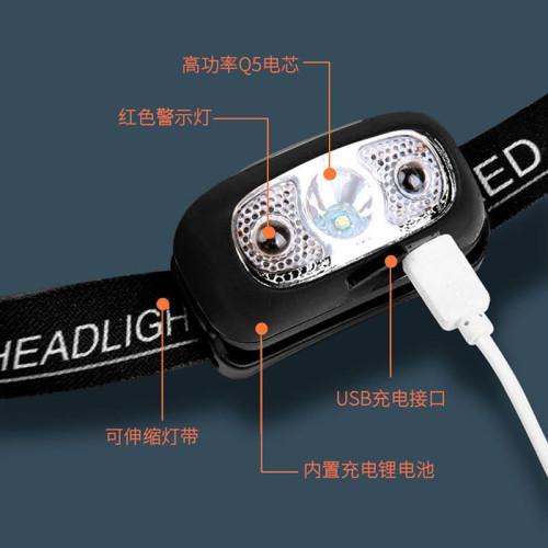 戶外LED頭戴式強光揮手感應頭燈可充電夜釣燈防水夜跑迷你電筒