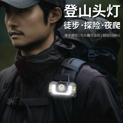 登山夜爬頭燈2025新款強光超亮充電戶外可攜式感應超長續航小照明燈