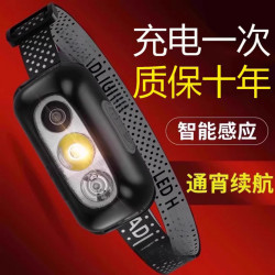 頭燈強光充電超亮頭戴式夜釣魚照明戶外超長續航超輕感應小手電筒