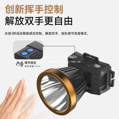 2024新款頭燈強光充電超亮頭戴式釣魚礦燈感應手電筒戶外