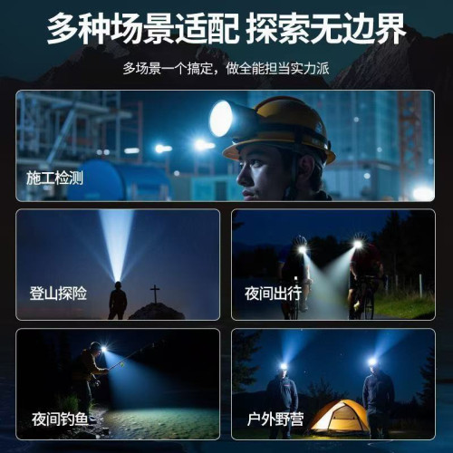 LED強光雷射砲頭燈可充電超亮遠射防水超長續航礦燈頭戴式電筒