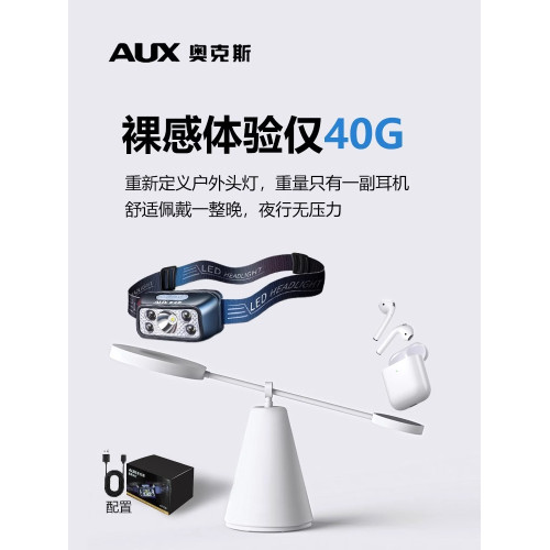 奧克斯頭燈2024新款強光充電超亮釣魚專用超長續航100小時礦燈海