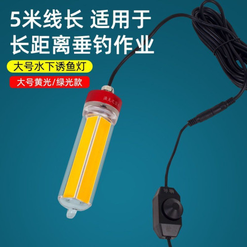 水下誘魚燈公魚誘魚燈冰釣燈大功率船釣燈黃光燈綠光筏釣燈