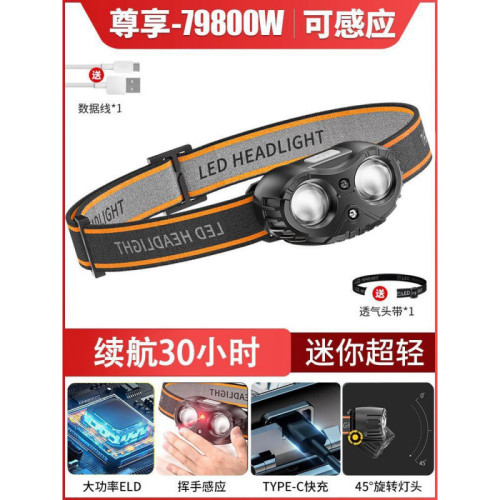 強光超亮夜釣燈頭燈長續航釣魚感應可充電頭戴式戶外登山