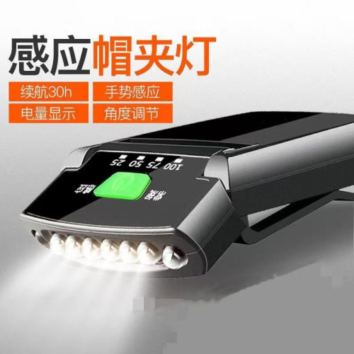 夾帽燈帽簷頭戴式感應燈夜釣充電強光超亮LED防水燈
