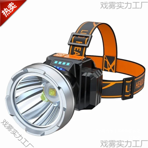 LED頭燈強光充電夜釣魚戶外趕海手電筒超亮遠射頭戴式黃光礦燈