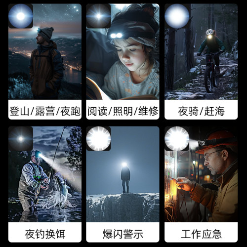 沃爾森強光頭燈充電超亮超長續航夜釣魚用登山徒步頭戴式感應燈