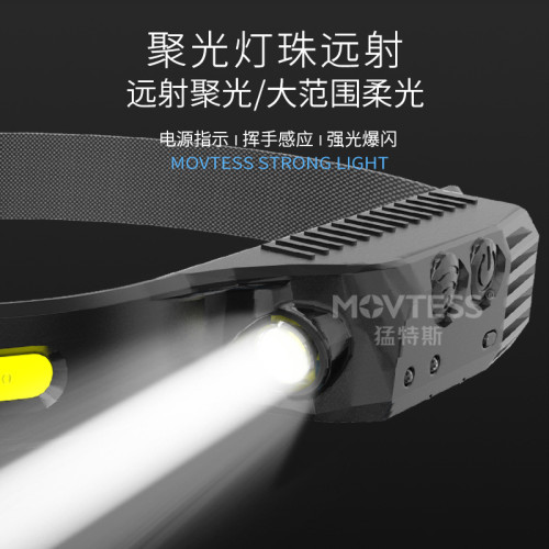 感應頭燈強光充電COB泛光散光大面積頭戴超亮工作燈戶外led照明燈