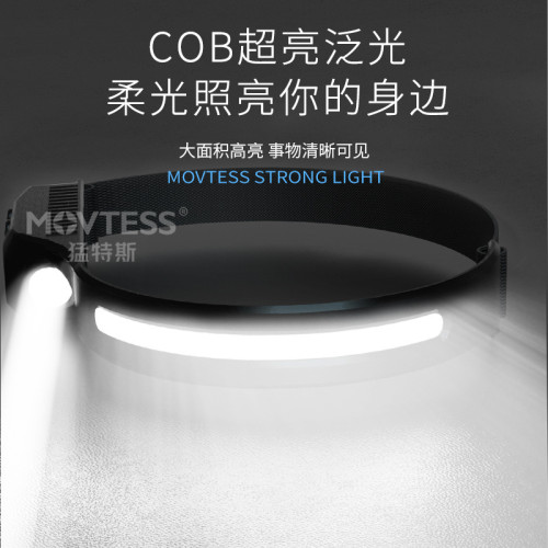 感應頭燈強光充電COB泛光散光大面積頭戴超亮工作燈戶外led照明燈