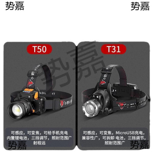 led頭燈強光可充電頭戴式手電筒野外超亮夜釣魚燈感應礦燈