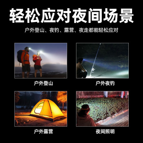 感應頭燈戶外登山頭戴式強光頭燈超長續航徒步登山防水釣魚越野跑