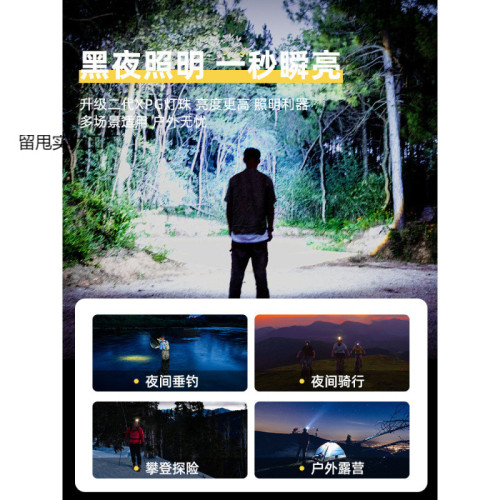 微笑鯊頭燈強光充電超亮頭戴式釣魚照明超長續航感應夜釣燈