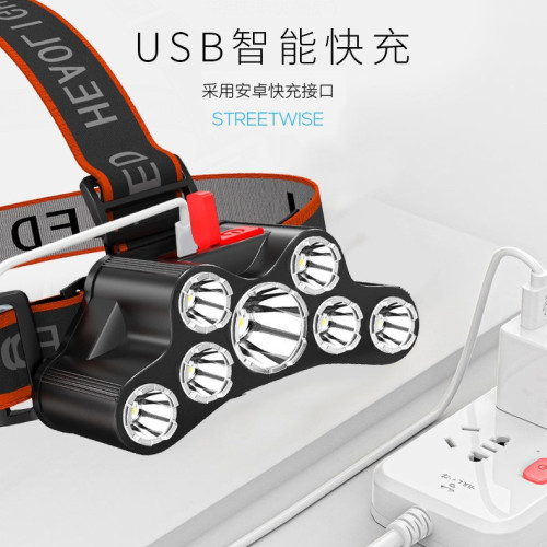 頭燈戶外多功能頭戴式手電筒USB充電釣魚遠射led強光頭燈