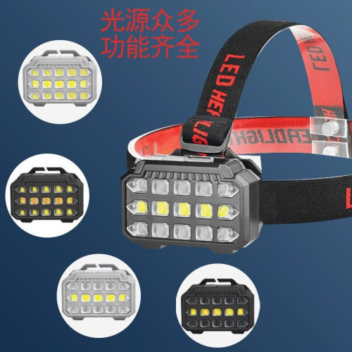 釣魚燈 LED紫光頭燈強光蠍子燈頭戴式專用照明勘探洞雙光充電頭燈