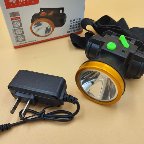 頭燈強光25個帶充電器可充電遠射頭戴式LED超亮戶外夜釣釣魚礦燈
