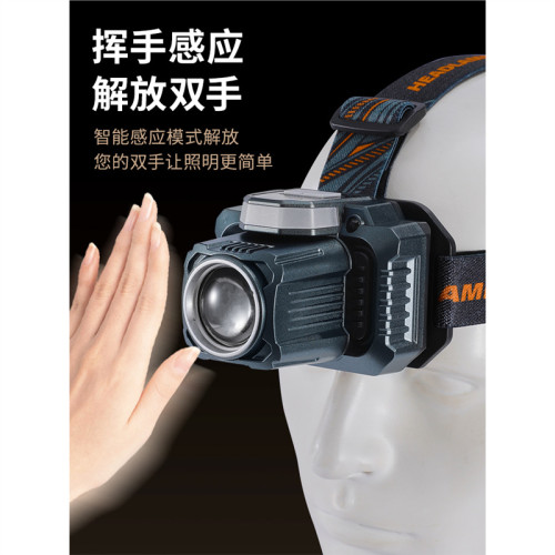 天火頭燈強光超亮充電頭戴式超長續航照知了猴專用燈感應夜釣魚燈