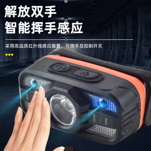 智能感應usb充電感應頭燈led夜釣魚頭戴式強光夜跑小頭燈戶外頭燈
