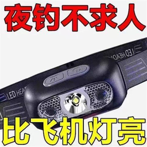 頭燈超亮可充電頭戴式強光感應特亮手電筒小型可攜式夜釣魚燈
