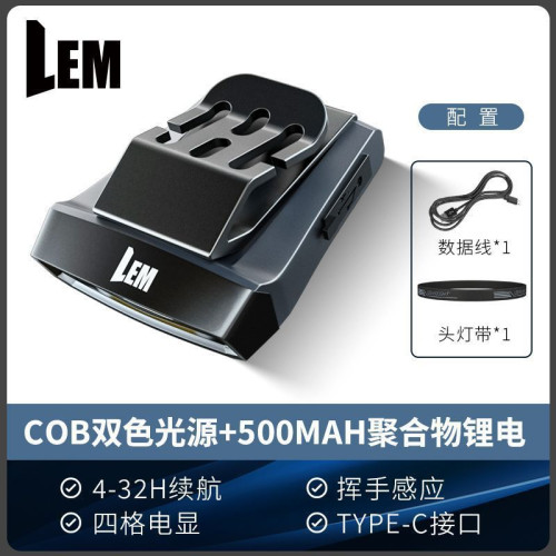 充電續航感應專用EM釣魚頭燈頭釣超長式L燈專業夾夾戴專業級夜帽