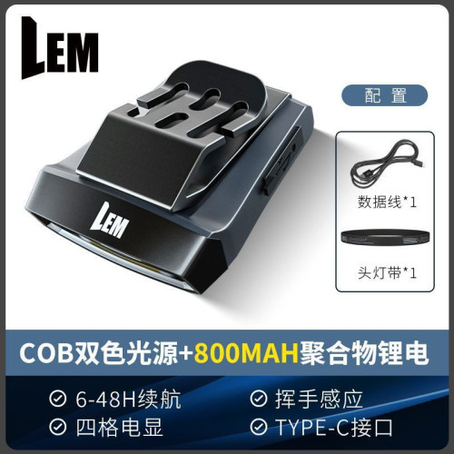 充電續航感應專用EM釣魚頭燈頭釣超長式L燈專業夾夾戴專業級夜帽