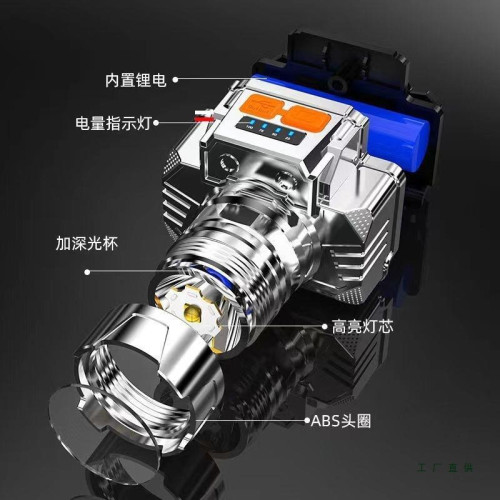 新LED頭燈超亮頭戴式強光頭燈手電筒戶外家用遠射充電夜釣魚礦燈