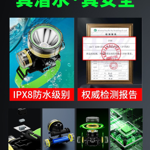 20米專業潛水頭燈充電強光超亮遠射頭戴式防水超長續航水下