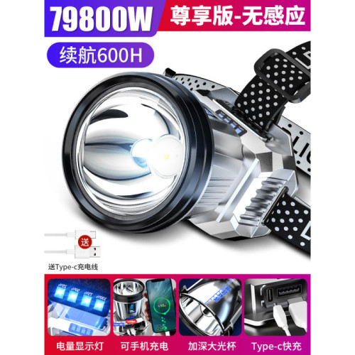 頭燈頭戴式強光充電超亮釣魚超長續航鋰電手電筒礦燈感應夜趙之錢