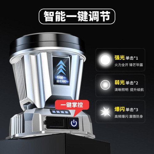 頭燈手電筒強光超亮遠射LED可充電防水頭戴式礦燈超長續航釣魚燈