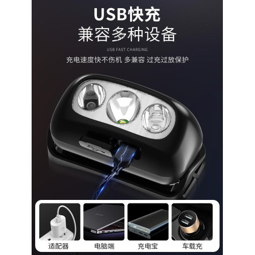 頭燈強光充電超亮感應夜釣魚頭戴式戶外超長續航小手電筒登山