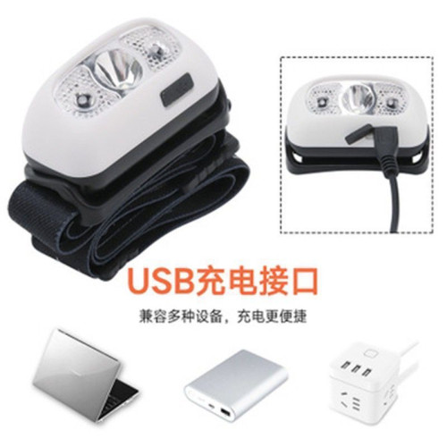 LED感應頭燈防水輕USB可充電強光夜釣魚夜跑步頭戴燈長待機