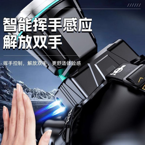小野人頭燈強光充電超亮頭戴式新款感應夜釣魚專用趕海照明燈礦燈